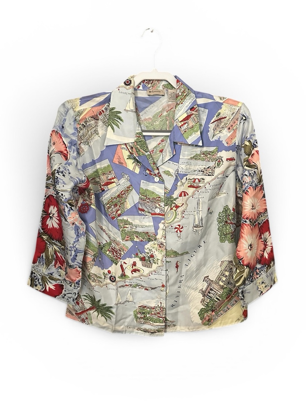 Anthropologie Vintage Italian Rivera Printed Silk Blouse M